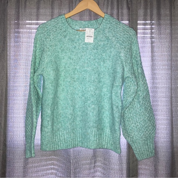 NWT Jcrew honeycomb puff sleeve sweater - Picture 1 of 10